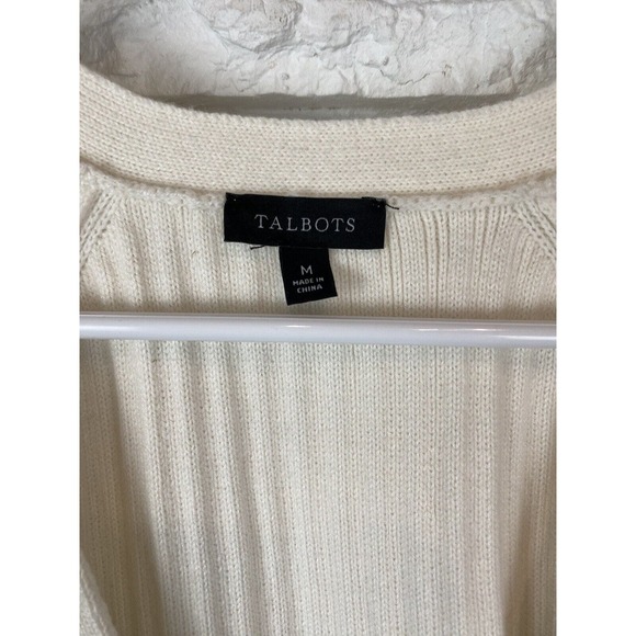 TALBOTS V-Neck Striped cotton Cardigan Size Medium - Picture 4 of 6